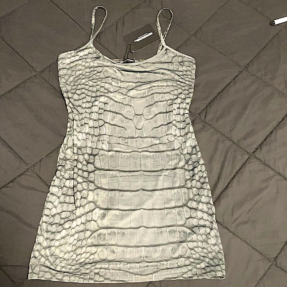 PLT x Teyana Taylor Grey Croc Bodycon Mini Dress - Picture 3 of 4